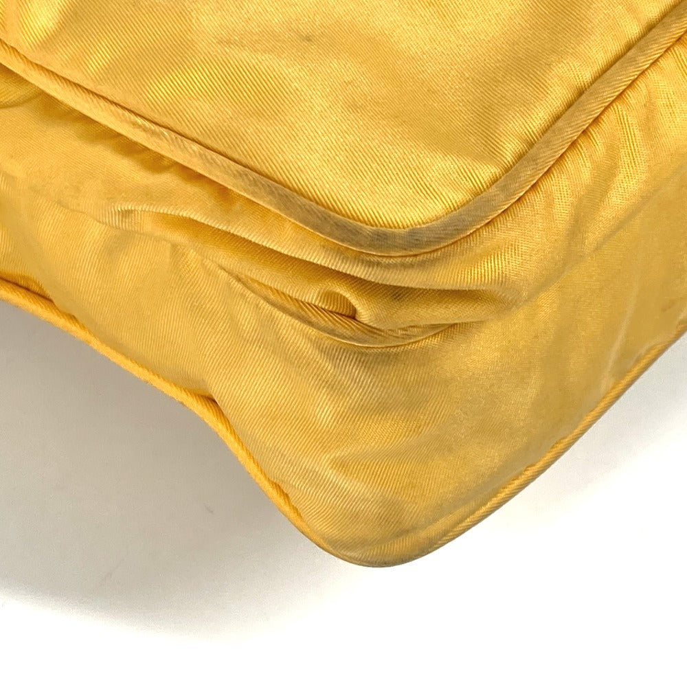 PRADA triangle logo triangle logo plate Bag Pochette Crossbody Shoulder Bag Nylon yellow Used