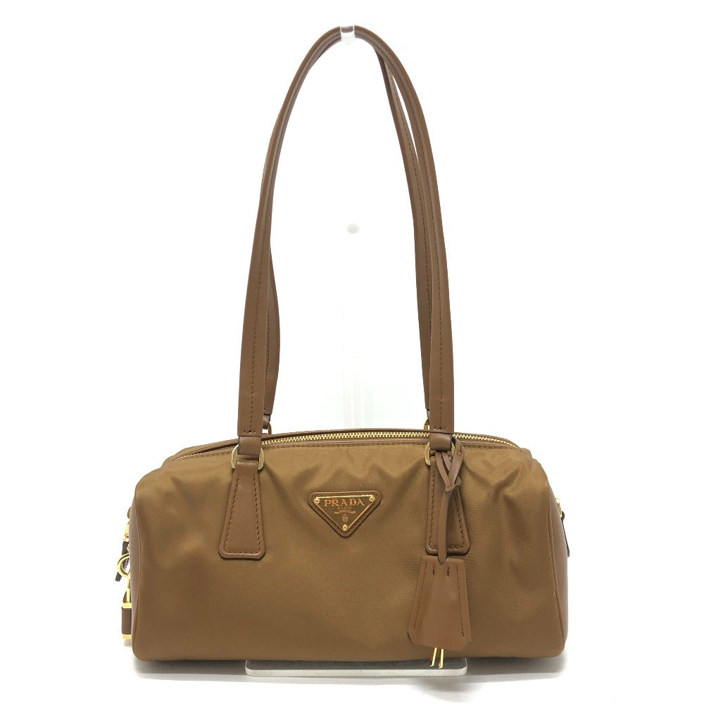 PRADA 1BB127 Padlock Top Handle Medium Bag Shoulder Bag Nylon/Leather Women's Brown