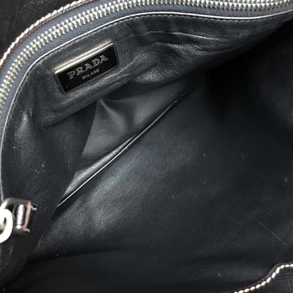 PRADA VR074C サフィアーノ ビジュー×スタッズ カバン フラップ クラッチバッグ レザー ユニセックス ブラック