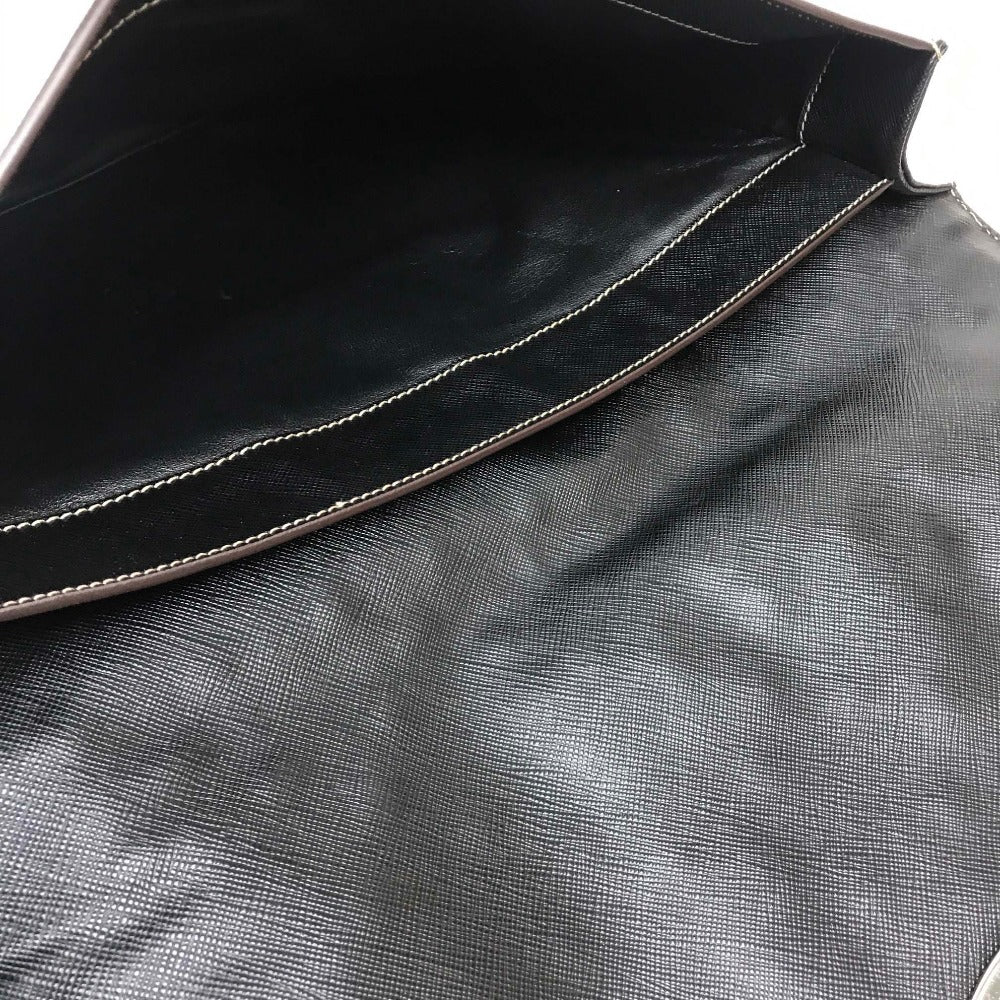 PRADA VR074C サフィアーノ ビジュー×スタッズ カバン フラップ クラッチバッグ レザー ユニセックス ブラック