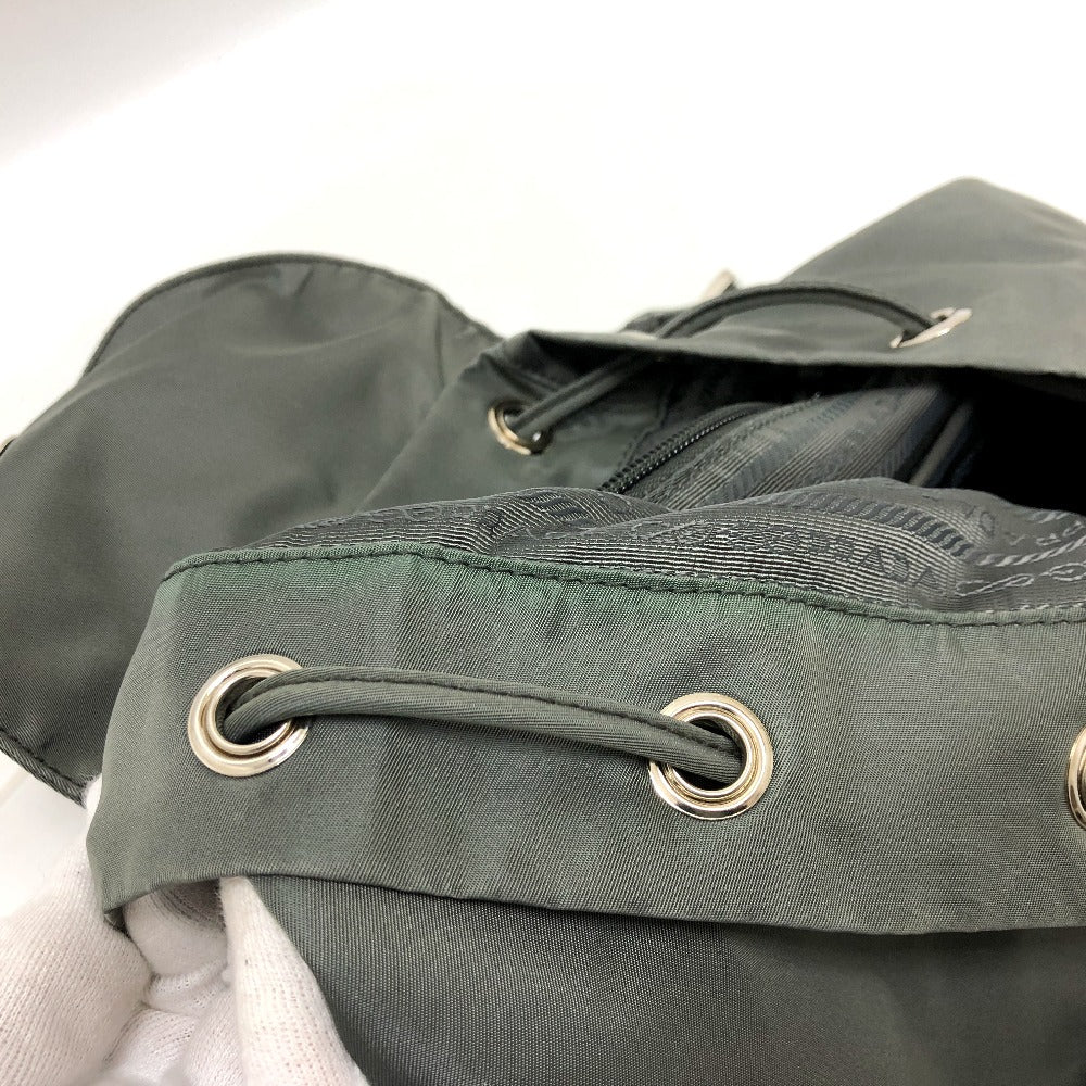 PRADA BZ0032 トライアングルロゴ バックパック カバン リュックサック レザー レディース グレー