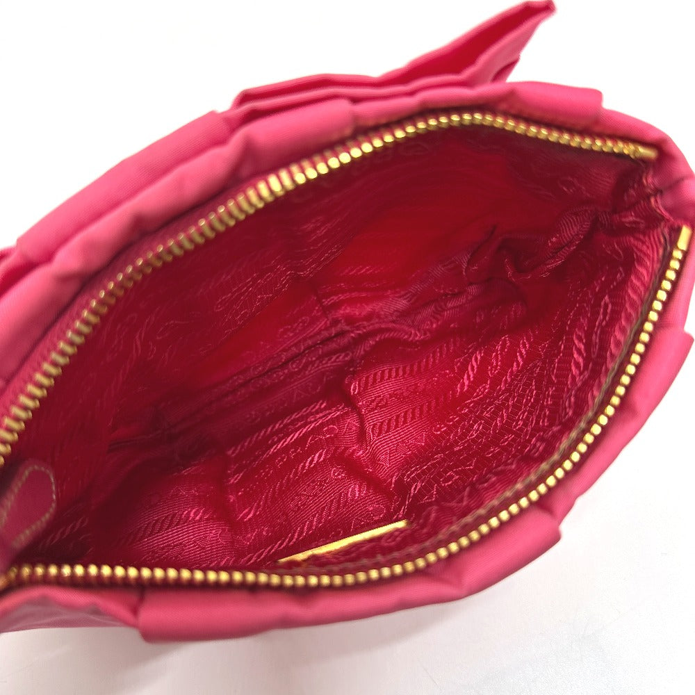 PRADA 1N1422 Logo Ribbon Multi-Pouch with Strap, Accessory Pouch, Cosmetic Pouch, Nylon, Women's, Pink