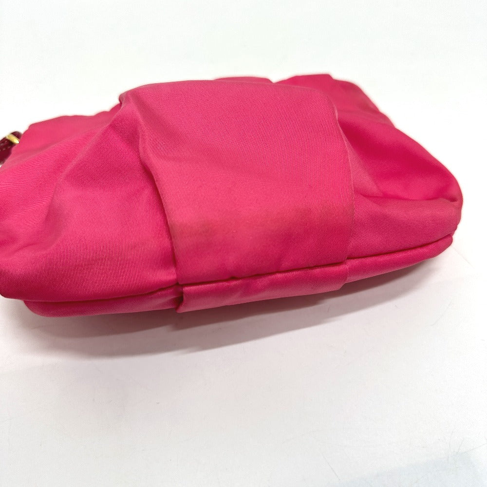 PRADA 1N1422 Logo Ribbon Multi-Pouch with Strap, Accessory Pouch, Cosmetic Pouch, Nylon, Women's, Pink