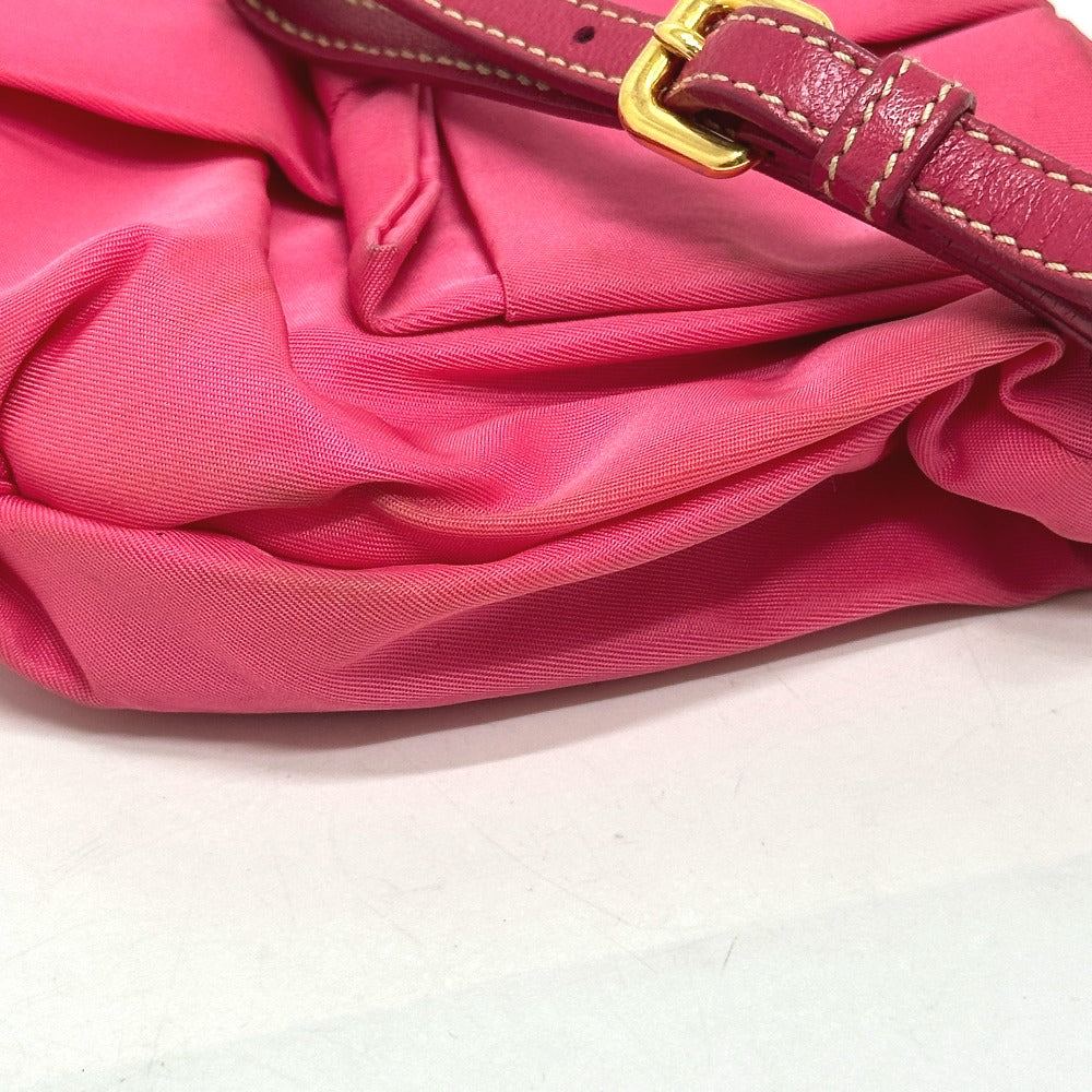 PRADA 1N1422 Logo Ribbon Multi-Pouch with Strap, Accessory Pouch, Cosmetic Pouch, Nylon, Women's, Pink