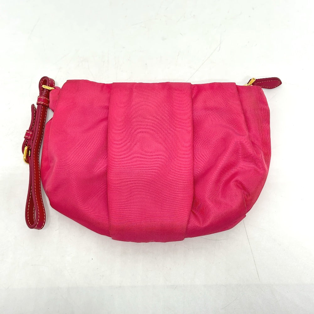 PRADA 1N1422 Logo Ribbon Multi-Pouch with Strap, Accessory Pouch, Cosmetic Pouch, Nylon, Women's, Pink