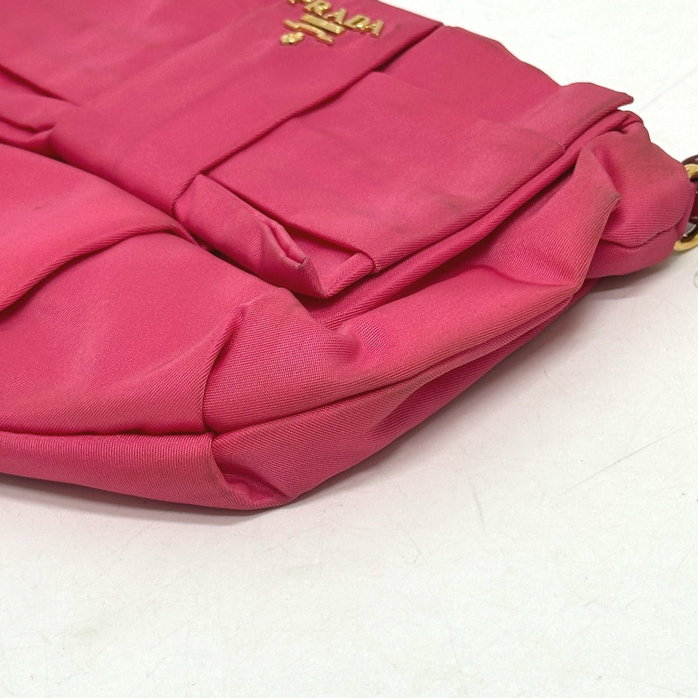 PRADA 1N1422 Logo Ribbon Multi-Pouch with Strap, Accessory Pouch, Cosmetic Pouch, Nylon, Women's, Pink