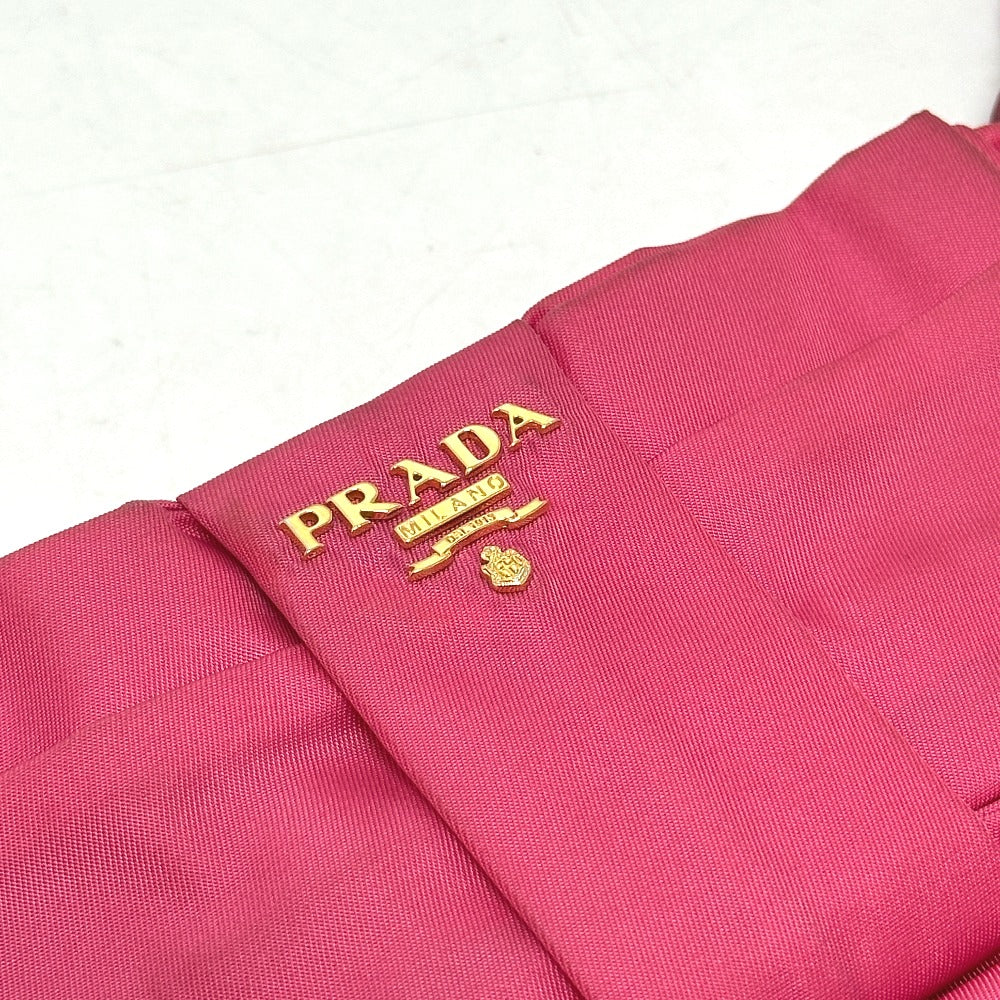 PRADA 1N1422 Logo Ribbon Multi-Pouch with Strap, Accessory Pouch, Cosmetic Pouch, Nylon, Women's, Pink