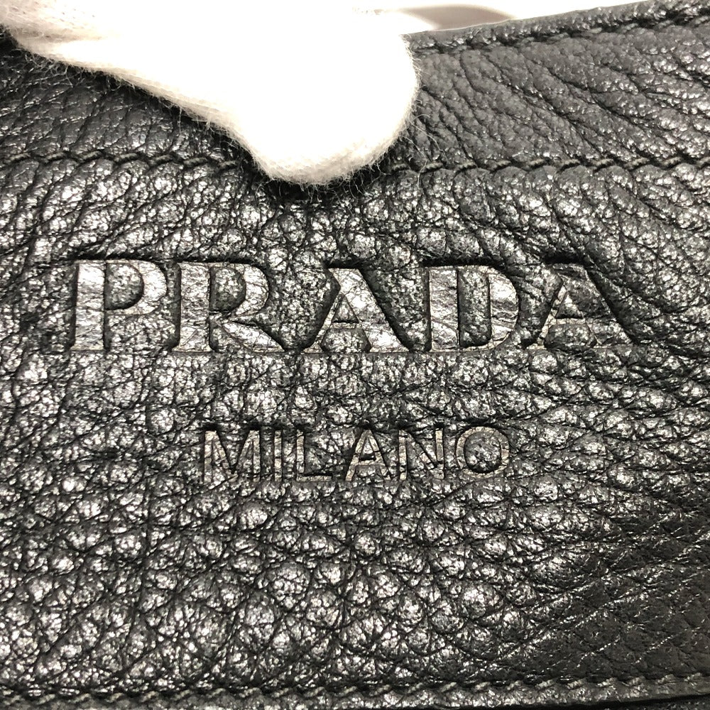 PRADA VA0802 斜め掛け フロント ポケット カバン ショルダーバッグ レザー レディース ブラック