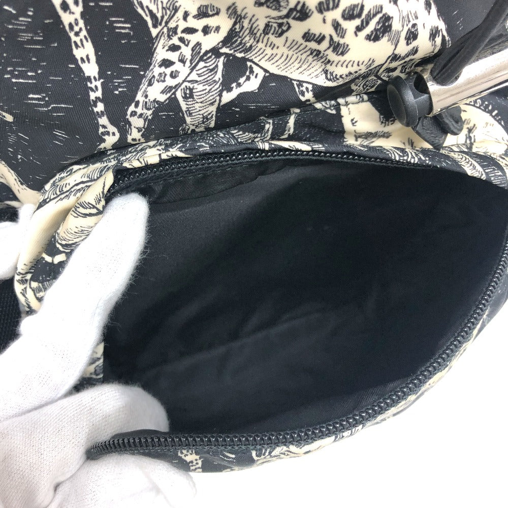 PRADA 2VZ135 アニマル総柄 バックパック カバン バッグ リュックサック ナイロン ユニセックス ブラック