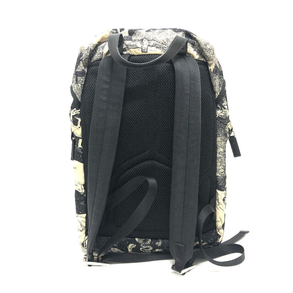 PRADA 2VZ135 アニマル総柄 バックパック カバン バッグ リュックサック ナイロン ユニセックス ブラック