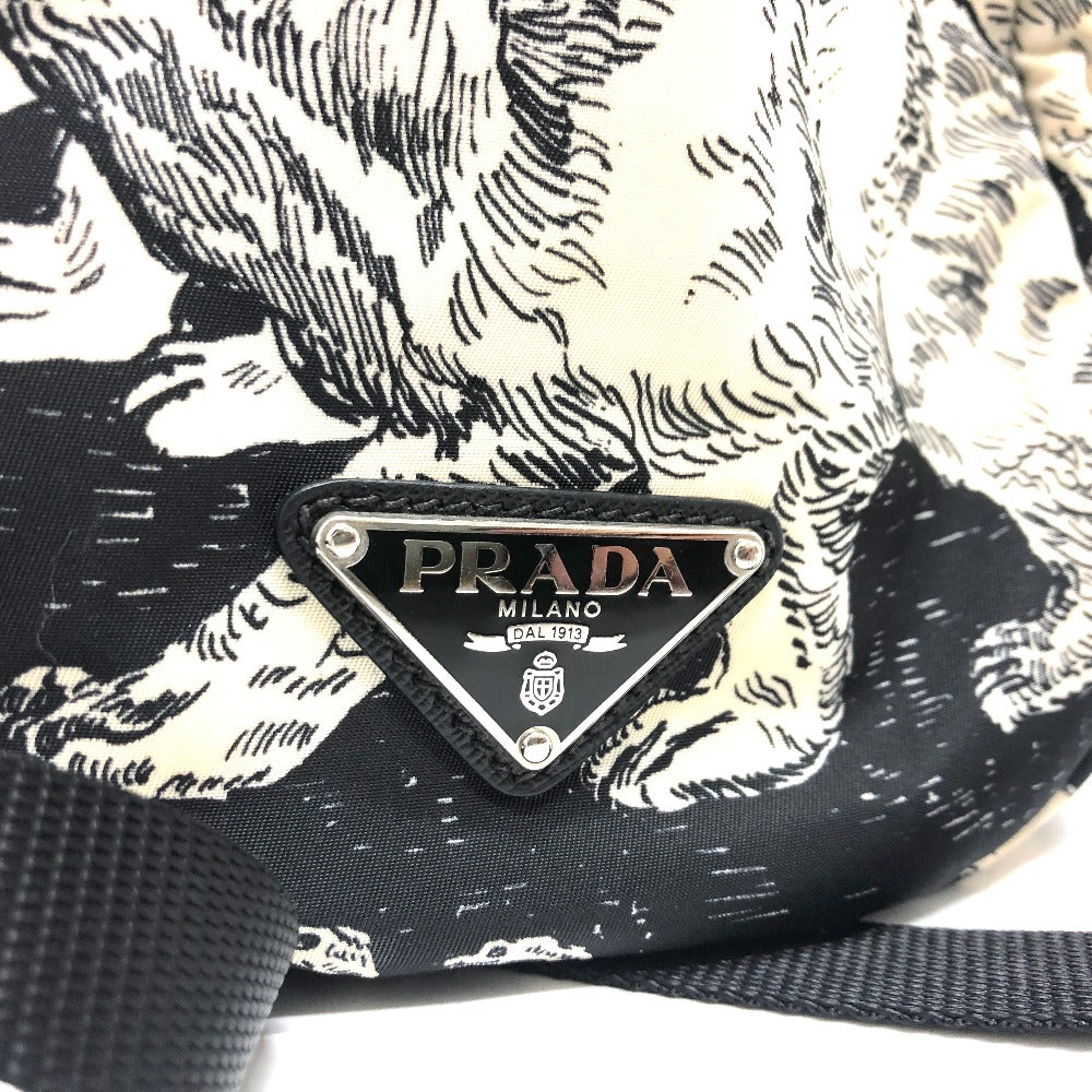 PRADA 2VZ135 アニマル総柄 バックパック カバン バッグ リュックサック ナイロン ユニセックス ブラック