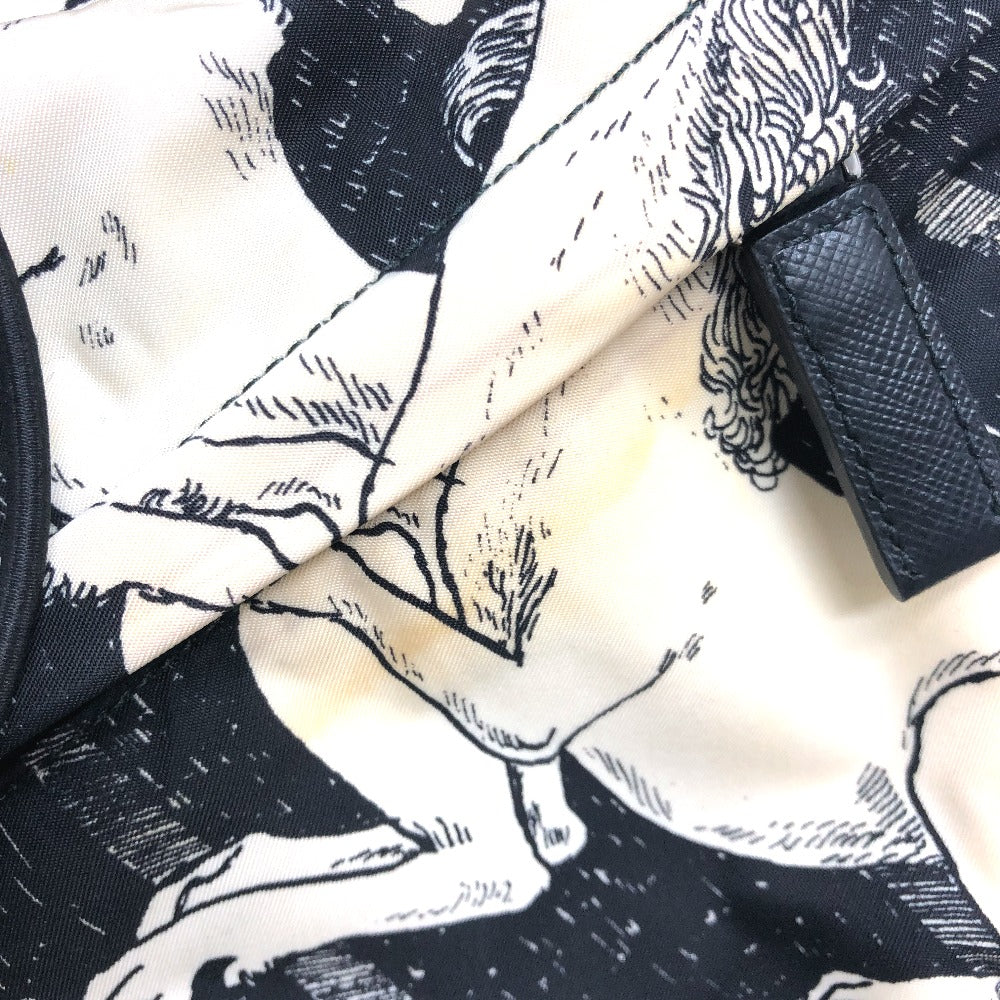 PRADA 2VZ135 アニマル総柄 バックパック カバン バッグ リュックサック ナイロン ユニセックス ブラック