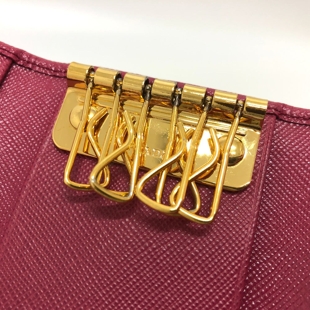 PRADA 1M0223 ロゴ 6連 キーケース サフィアーノレザー レディース ピンク