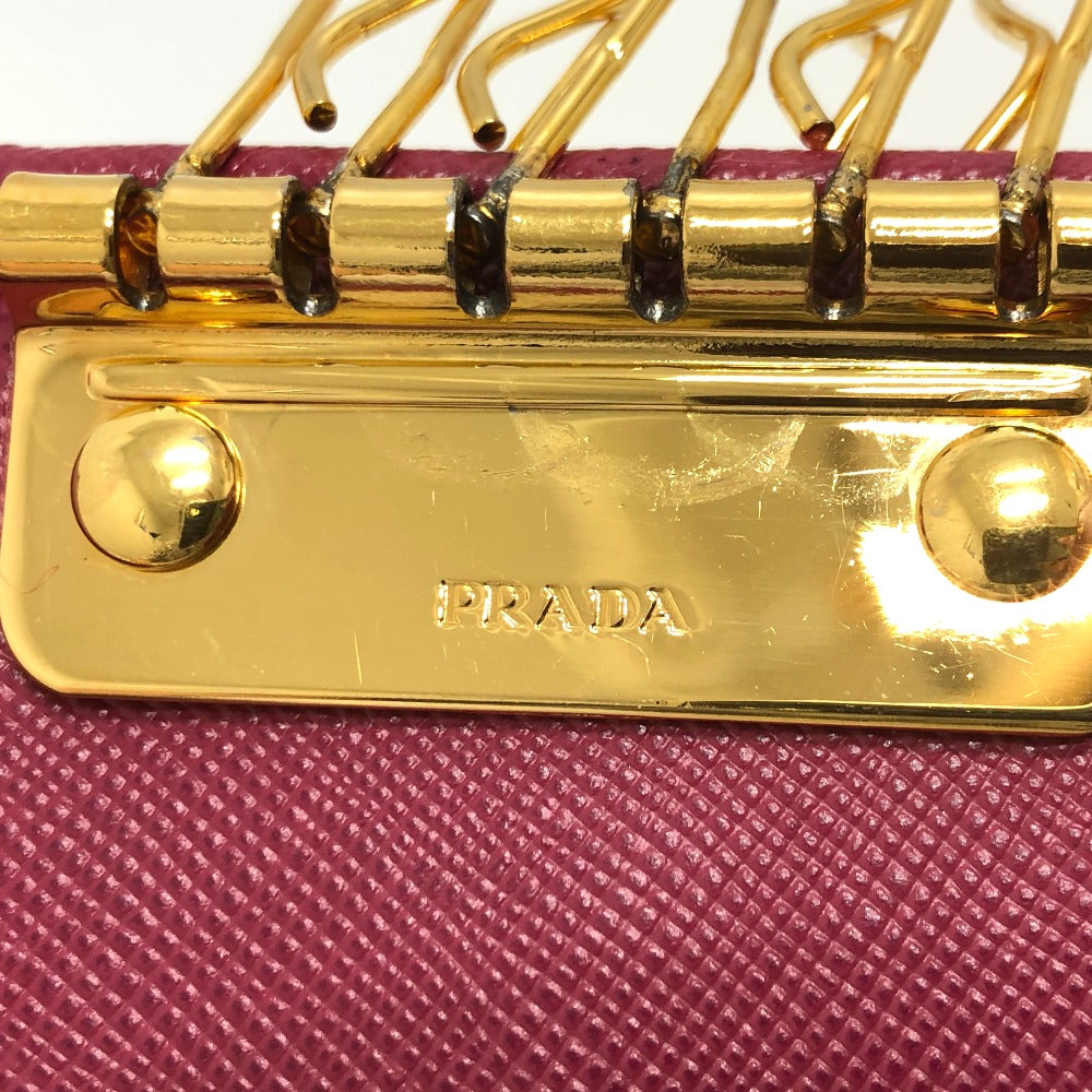 PRADA 1M0223 ロゴ 6連 キーケース サフィアーノレザー レディース ピンク
