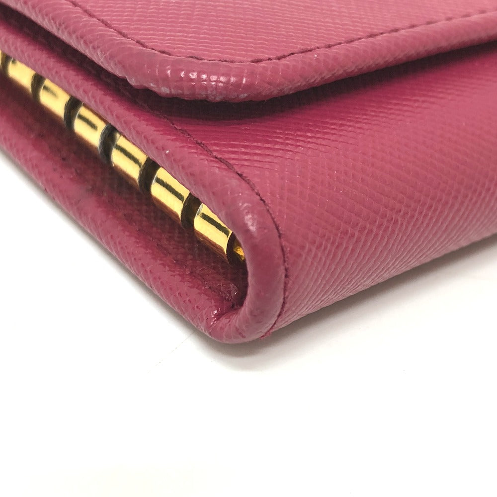 PRADA 1M0223 ロゴ 6連 キーケース サフィアーノレザー レディース ピンク