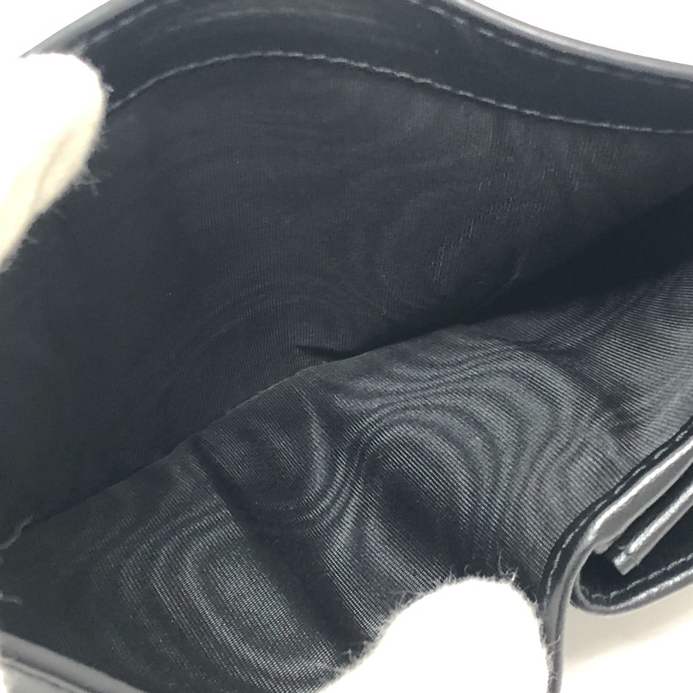 PRADA 1MV204 Triangle Plate Wallet, Mini Wallet, Compact Wallet, Gold Hardware, Bifold Wallet, Leather, Unisex, Black