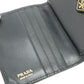 PRADA 1MV204 Triangle Plate Wallet, Mini Wallet, Compact Wallet, Gold Hardware, Bifold Wallet, Leather, Unisex, Black