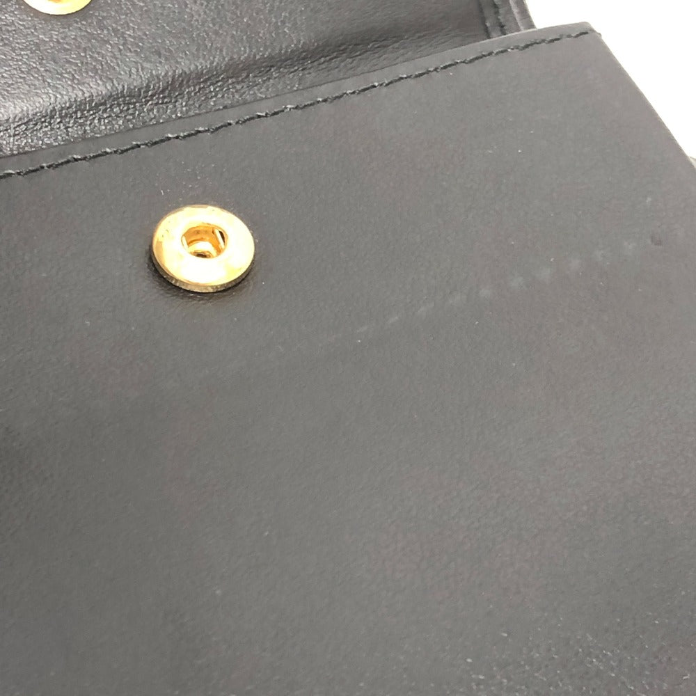 PRADA 1MV204 Triangle Plate Wallet, Mini Wallet, Compact Wallet, Gold Hardware, Bifold Wallet, Leather, Unisex, Black
