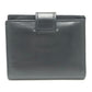 PRADA 1MV204 Triangle Plate Wallet, Mini Wallet, Compact Wallet, Gold Hardware, Bifold Wallet, Leather, Unisex, Black