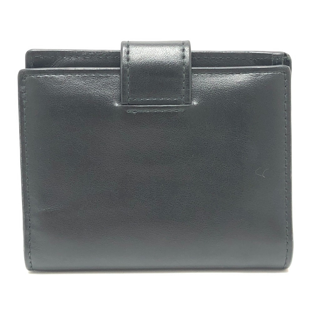 PRADA 1MV204 Triangle Plate Wallet, Mini Wallet, Compact Wallet, Gold Hardware, Bifold Wallet, Leather, Unisex, Black