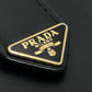 PRADA 1MV204 Triangle Plate Wallet, Mini Wallet, Compact Wallet, Gold Hardware, Bifold Wallet, Leather, Unisex, Black