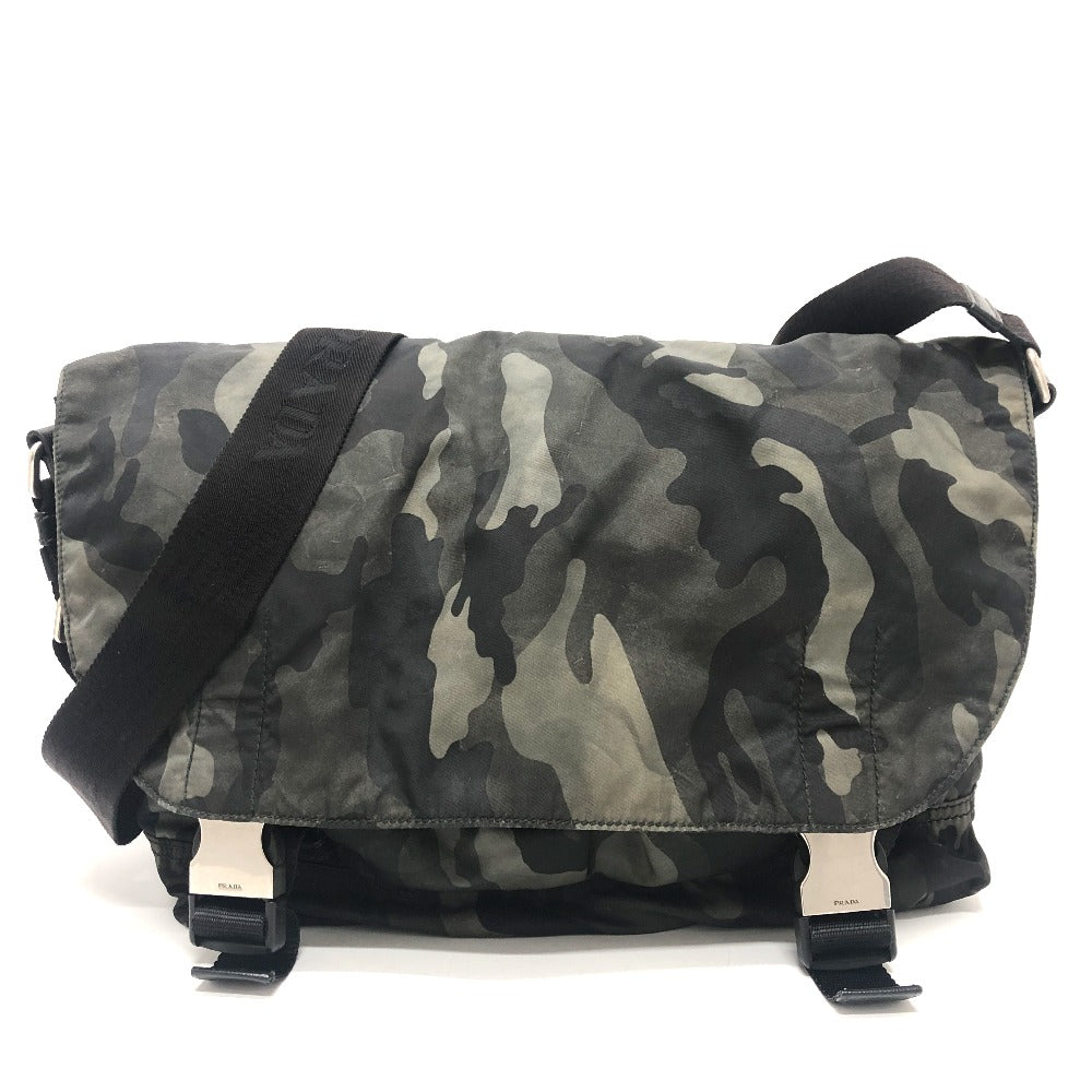PRADA VA0887 迷彩 カモフラ メッセンジャー ショルダーバッグ ナイロン レディース グリーン