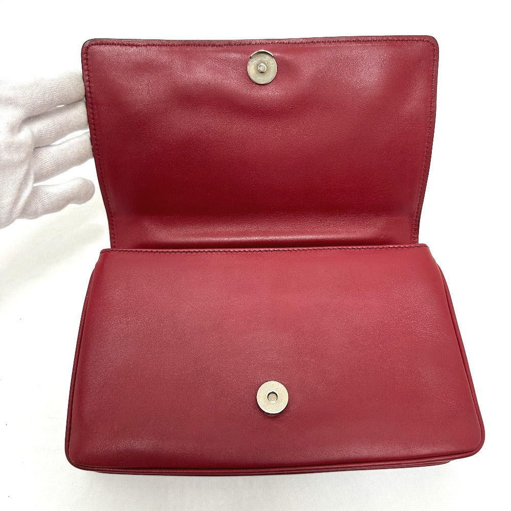 PRADA 1BD009 ロゴ チェーン カバン 斜め掛け 肩掛け ショルダーバッグ レザー レディース レッド