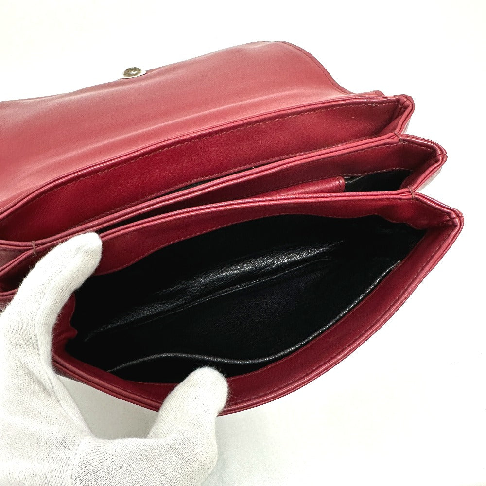 PRADA 1BD009 ロゴ チェーン カバン 斜め掛け 肩掛け ショルダーバッグ レザー レディース レッド
