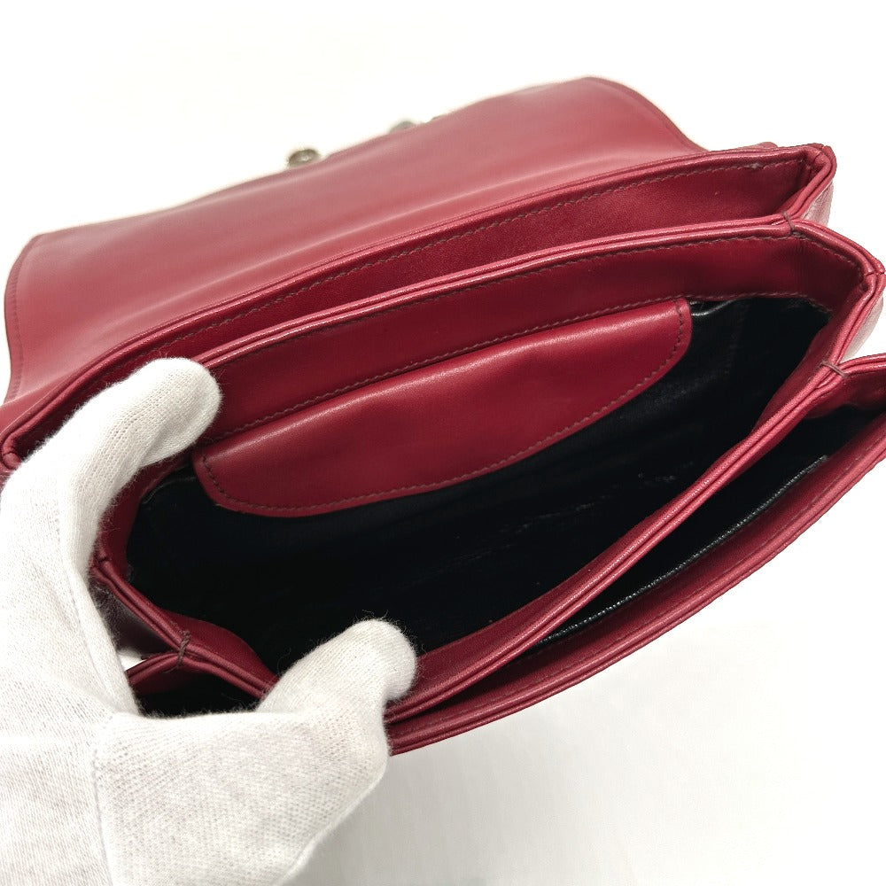 PRADA 1BD009 ロゴ チェーン カバン 斜め掛け 肩掛け ショルダーバッグ レザー レディース レッド