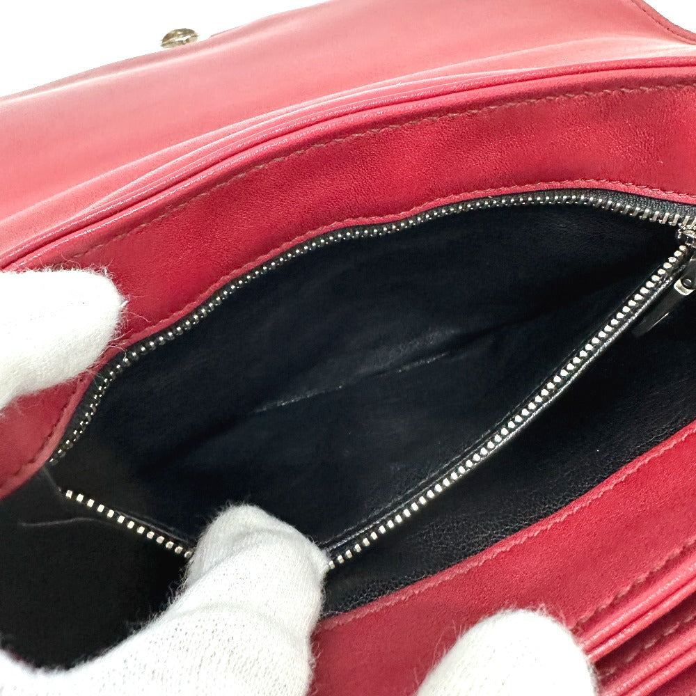 PRADA 1BD009 ロゴ チェーン カバン 斜め掛け 肩掛け ショルダーバッグ レザー レディース レッド