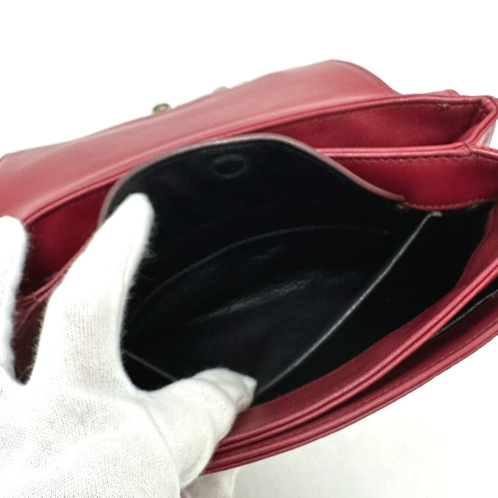 PRADA 1BD009 ロゴ チェーン カバン 斜め掛け 肩掛け ショルダーバッグ レザー レディース レッド