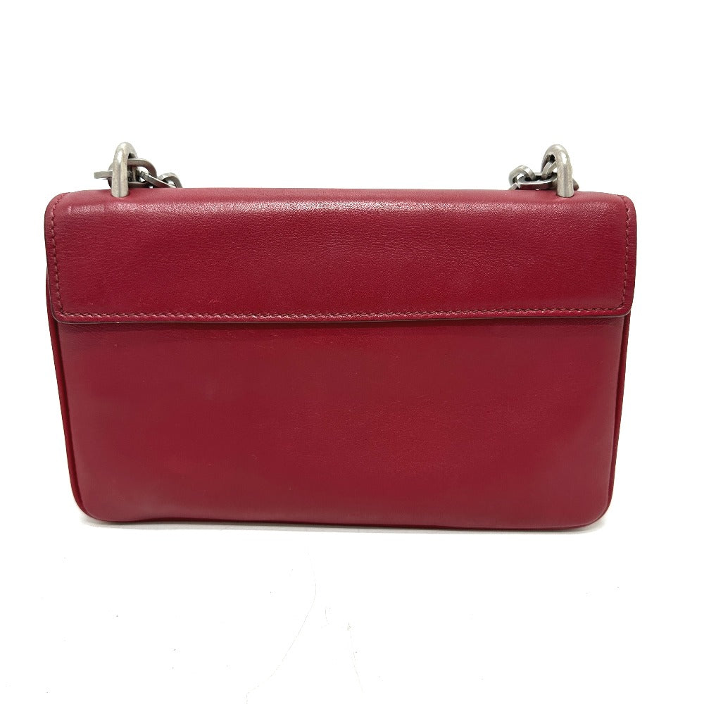 PRADA 1BD009 ロゴ チェーン カバン 斜め掛け 肩掛け ショルダーバッグ レザー レディース レッド