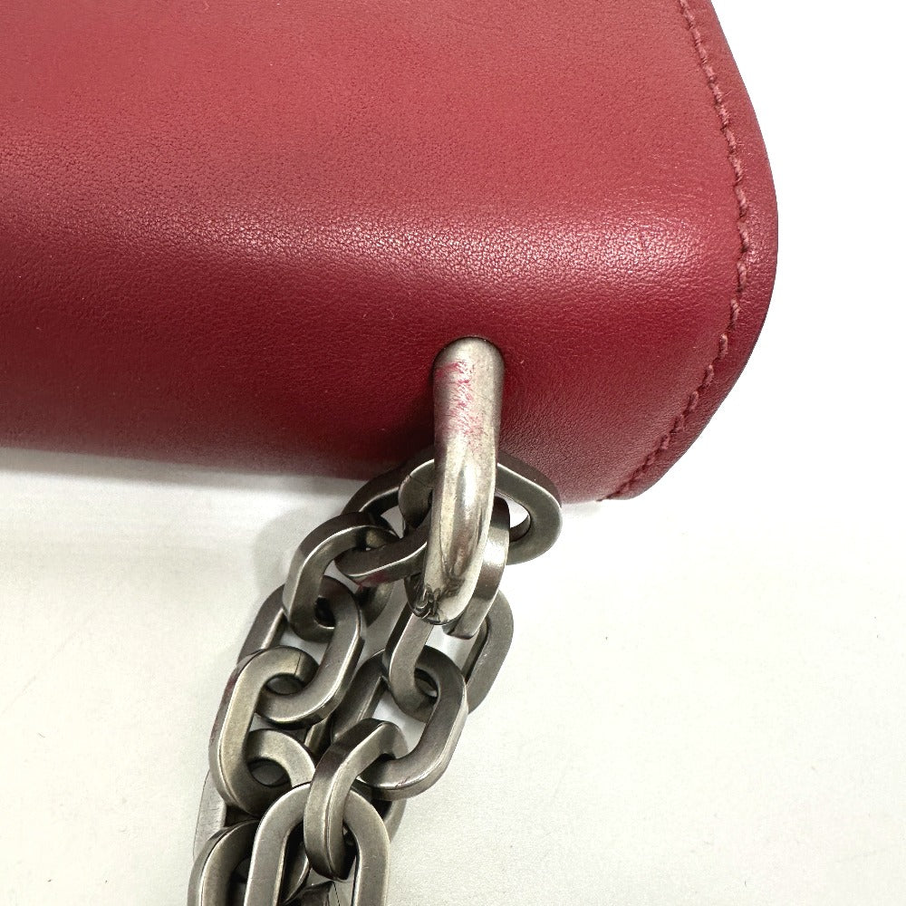 PRADA 1BD009 ロゴ チェーン カバン 斜め掛け 肩掛け ショルダーバッグ レザー レディース レッド