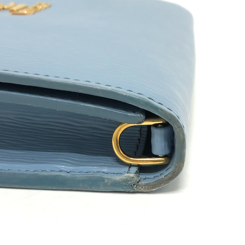 PRADA 1DH044 ロゴ チェーン カバン バッグ ショルダーバッグ レザー レディース ブルー