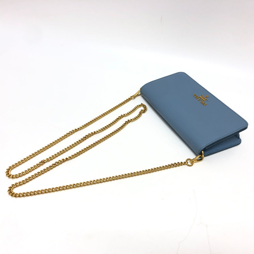 PRADA 1DH044 ロゴ チェーン カバン バッグ ショルダーバッグ レザー レディース ブルー
