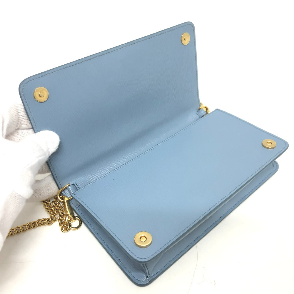 PRADA 1DH044 ロゴ チェーン カバン バッグ ショルダーバッグ レザー レディース ブルー