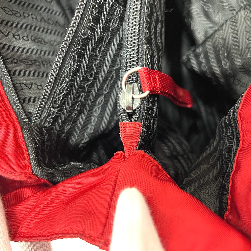 PRADA Triangle Plate Bag, Handbag, Tote Bag, Nylon, Women's, Red