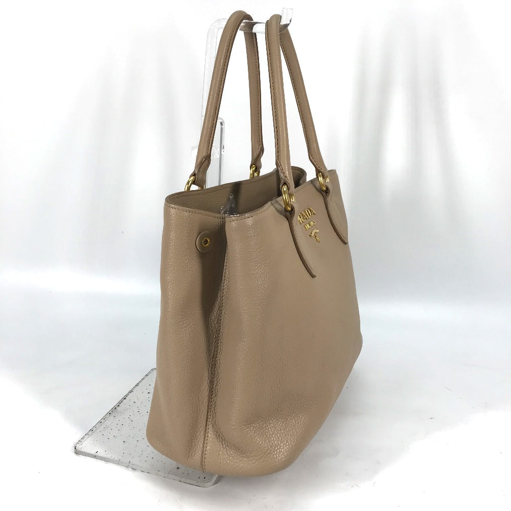 PRADA 1BA058 ロゴ 肩掛け 斜め掛け 2WAYバッグ ショルダーバッグ トートバッグ ハンドバッグ レザー レディース ベージュ