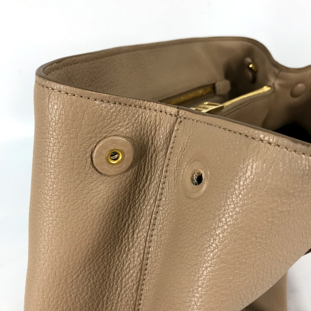 PRADA 1BA058 ロゴ 肩掛け 斜め掛け 2WAYバッグ ショルダーバッグ トートバッグ ハンドバッグ レザー レディース ベージュ
