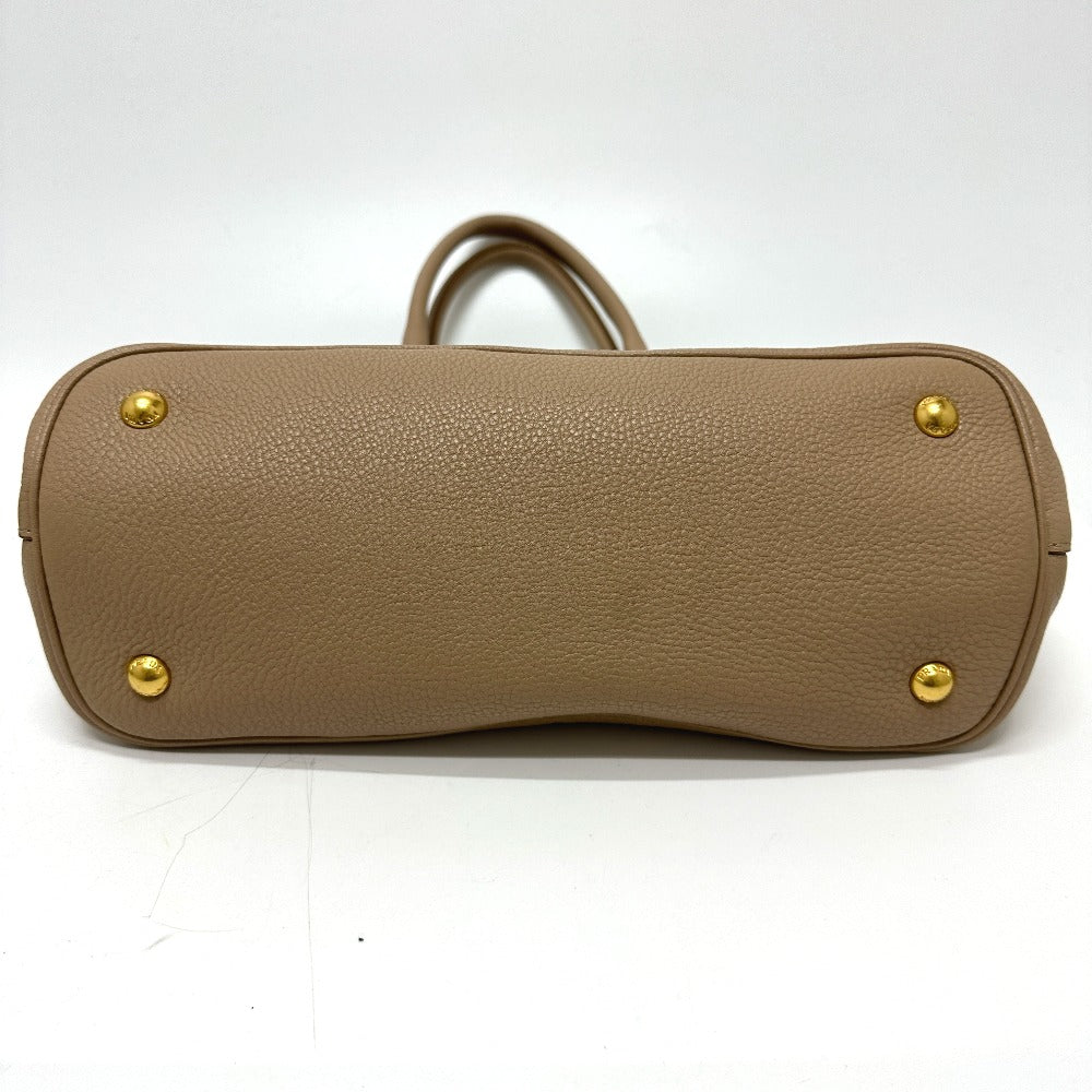 PRADA 1BA058 ロゴ 肩掛け 斜め掛け 2WAYバッグ ショルダーバッグ トートバッグ ハンドバッグ レザー レディース ベージュ