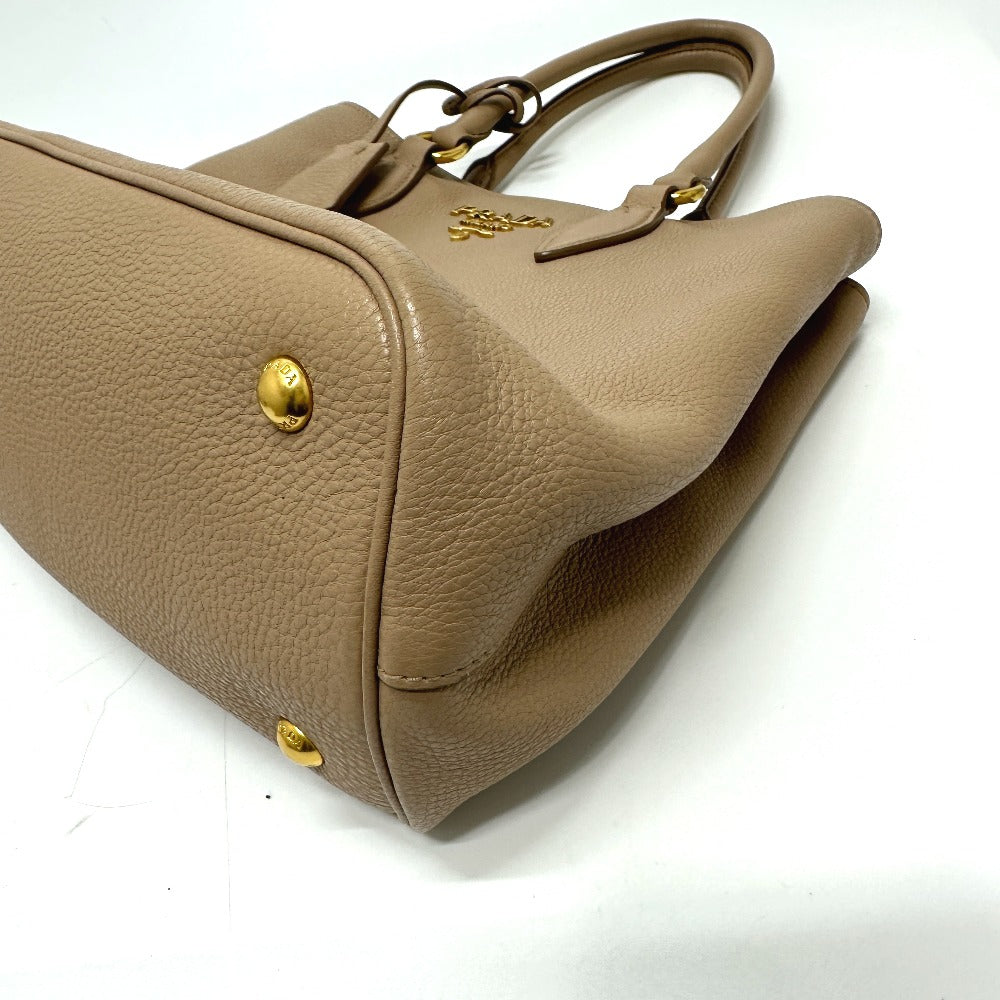 PRADA 1BA058 ロゴ 肩掛け 斜め掛け 2WAYバッグ ショルダーバッグ トートバッグ ハンドバッグ レザー レディース ベージュ