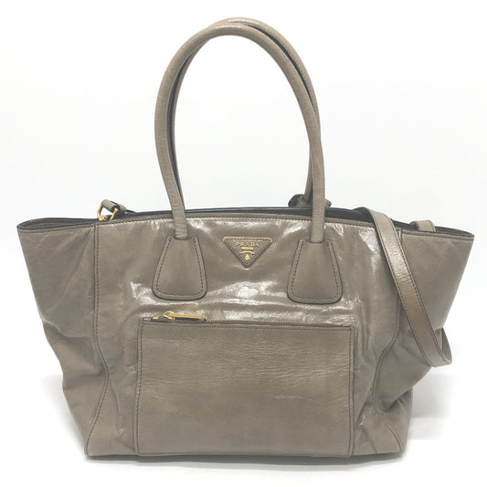 PRADA BN2626 ロゴ カバン 2WAY ハンドバッグ ショルダーバッグ 斜め掛け 三角プレート トートバッグ レザー レディース ブラウン