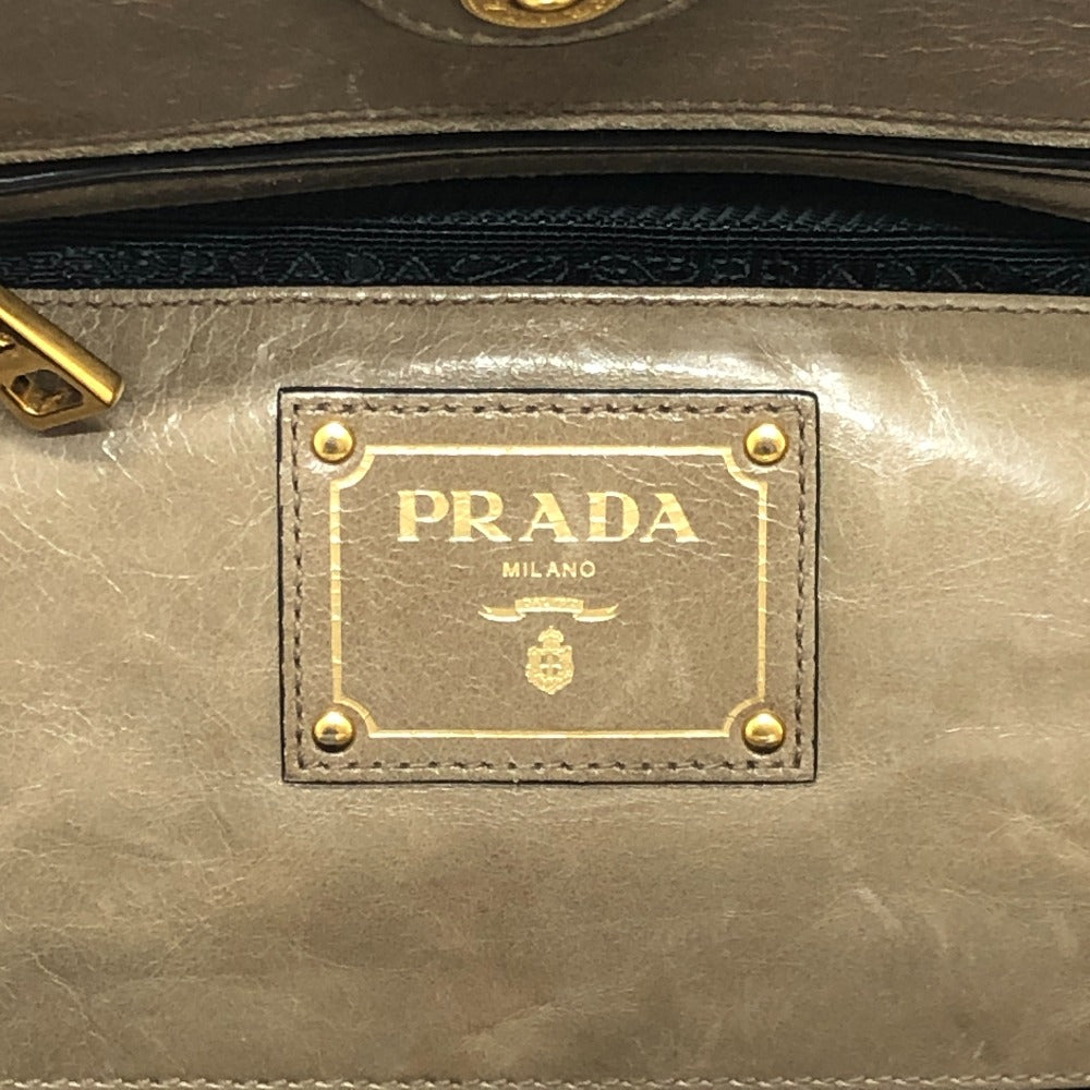PRADA BN2626 ロゴ カバン 2WAY ハンドバッグ ショルダーバッグ 斜め掛け 三角プレート トートバッグ レザー レディース ブラウン