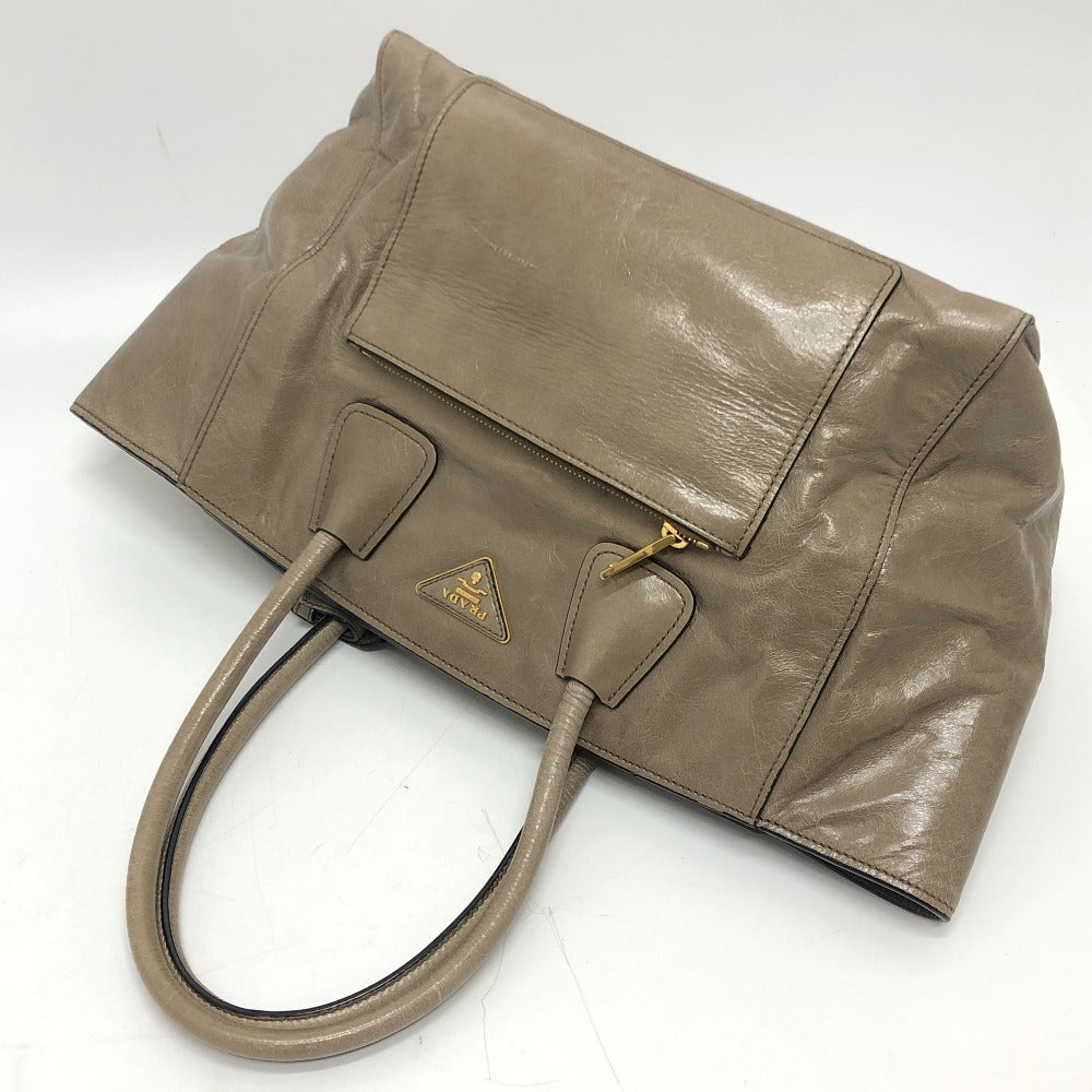 PRADA BN2626 ロゴ カバン 2WAY ハンドバッグ ショルダーバッグ 斜め掛け 三角プレート トートバッグ レザー レディース ブラウン