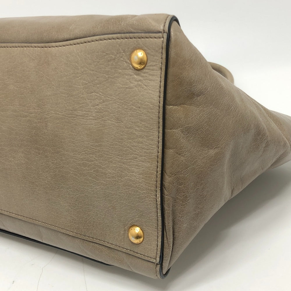 PRADA BN2626 ロゴ カバン 2WAY ハンドバッグ ショルダーバッグ 斜め掛け 三角プレート トートバッグ レザー レディース ブラウン