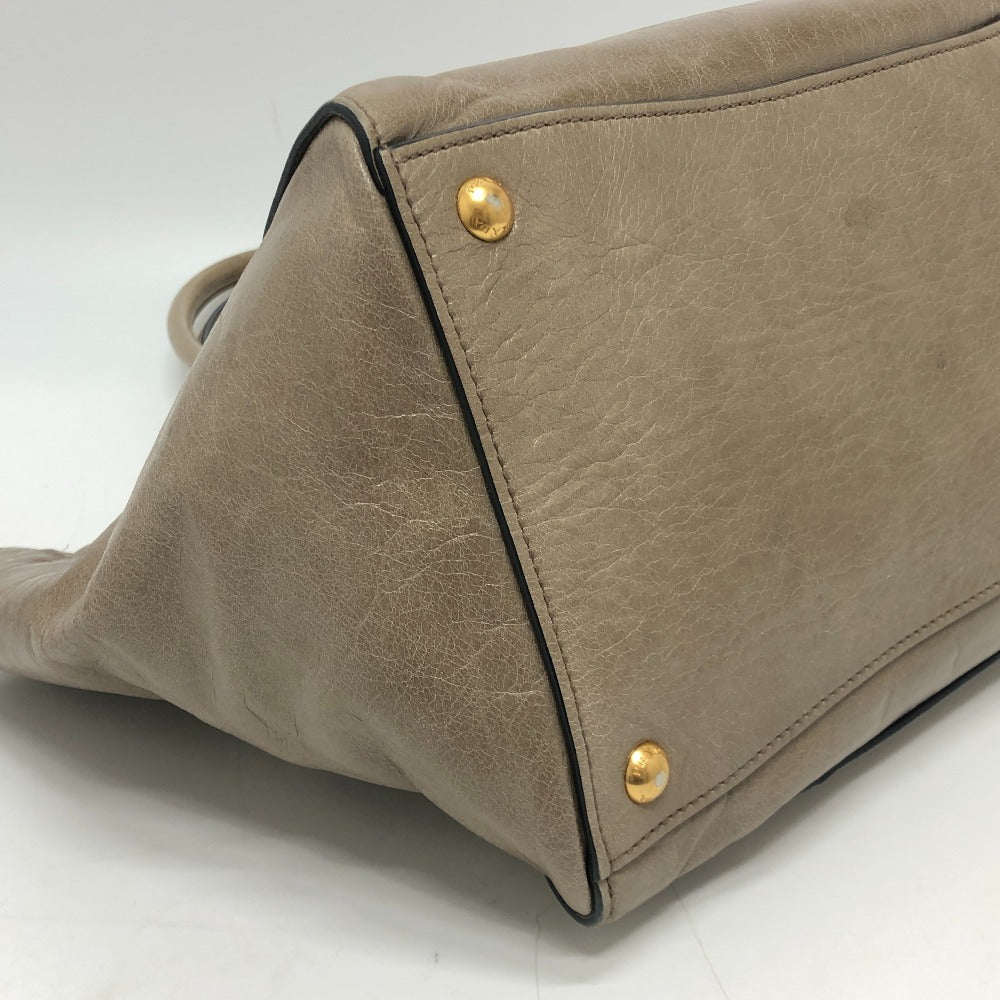 PRADA BN2626 ロゴ カバン 2WAY ハンドバッグ ショルダーバッグ 斜め掛け 三角プレート トートバッグ レザー レディース ブラウン