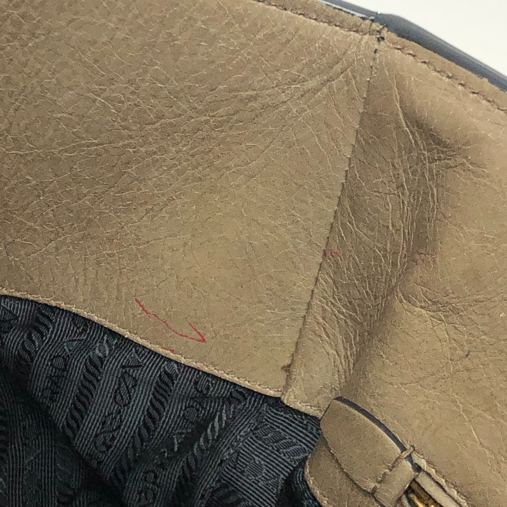 PRADA BN2626 ロゴ カバン 2WAY ハンドバッグ ショルダーバッグ 斜め掛け 三角プレート トートバッグ レザー レディース ブラウン