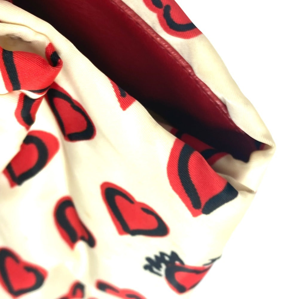 PRADA Heart logo Hand Bag Bicolor Tote Bag Leather / Nylon White/Red Used
