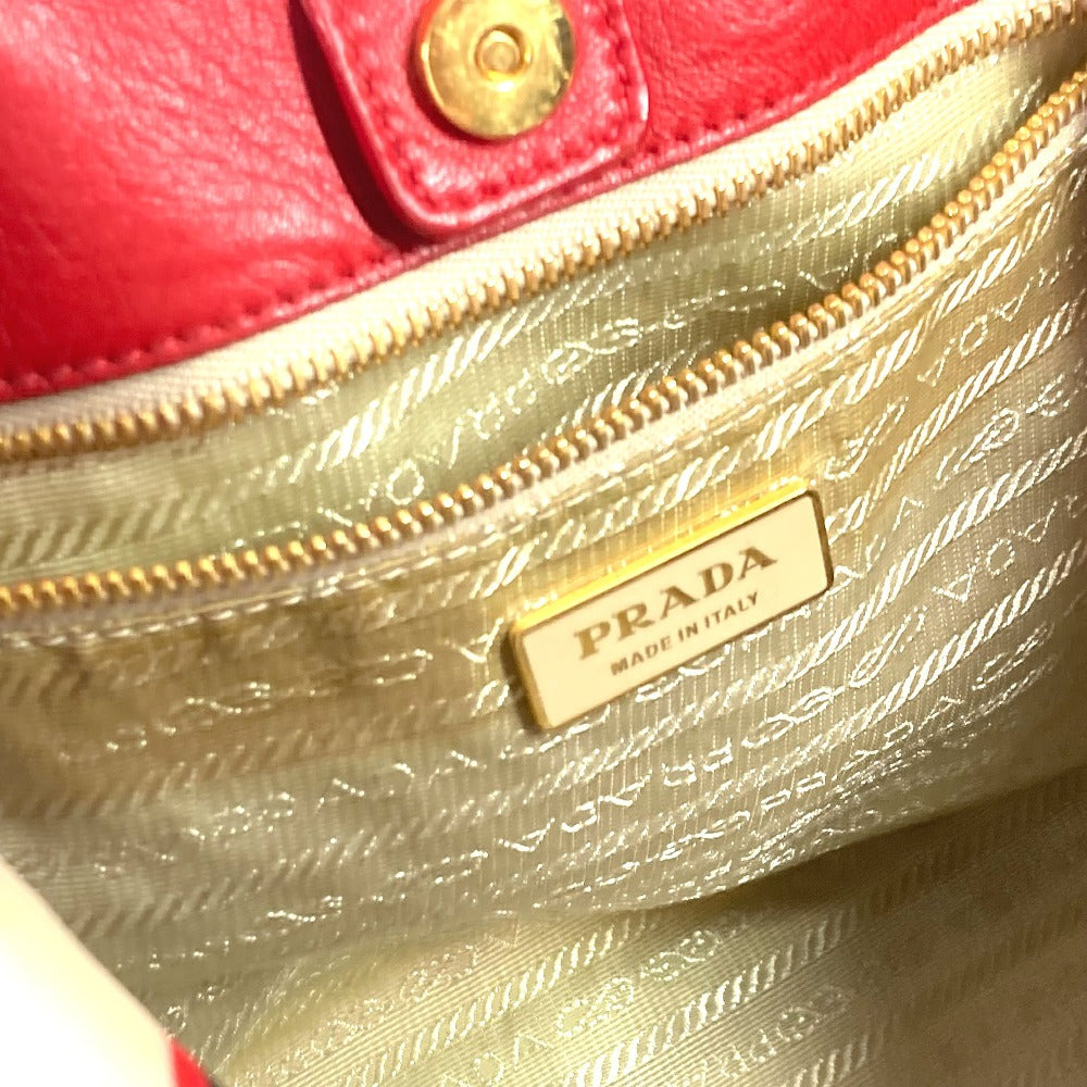 PRADA Heart logo Hand Bag Bicolor Tote Bag Leather / Nylon White/Red Used