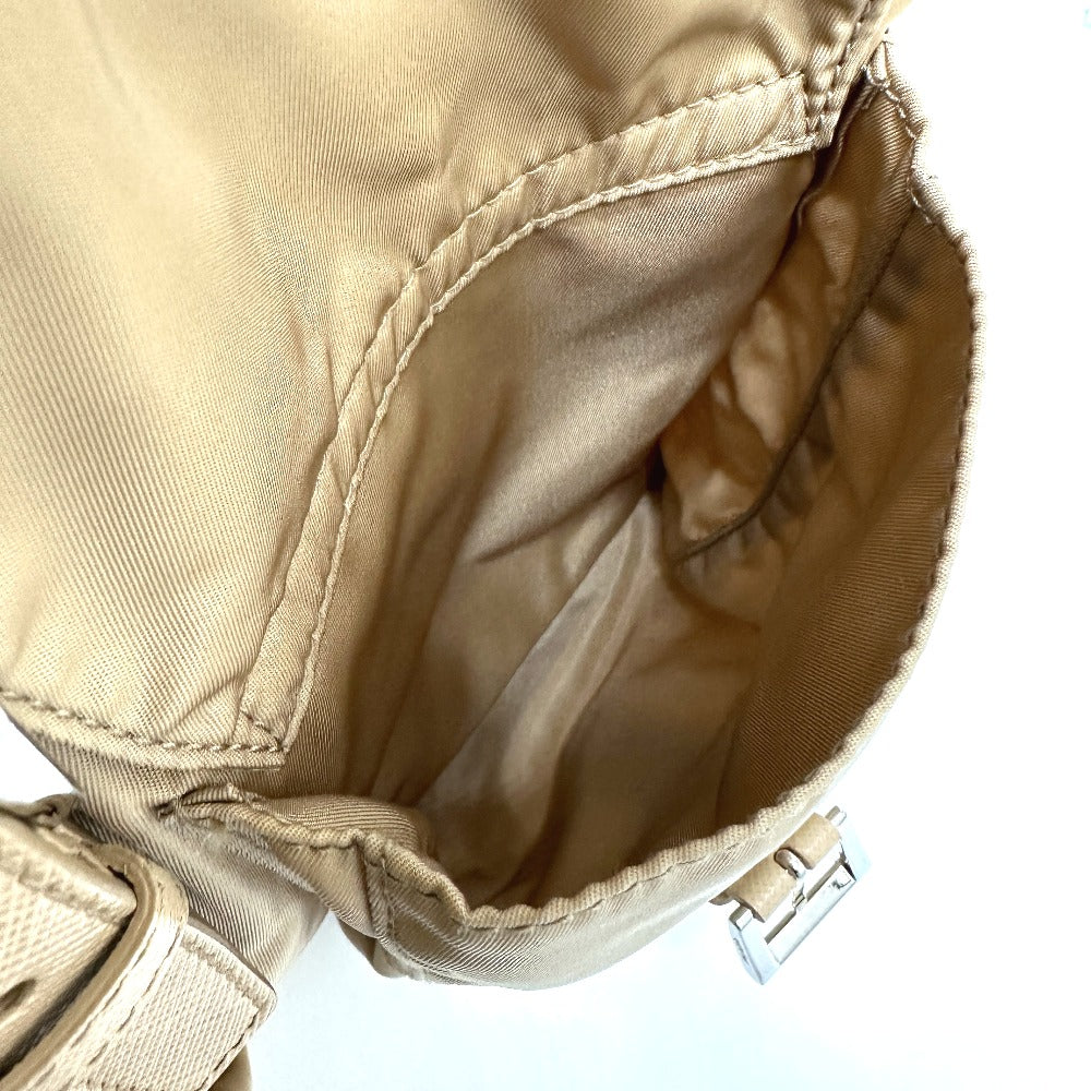PRADA 1BZ811 Triangle Logo Double Pocket Daypack Backpack Rucksack Nylon Women's Beige